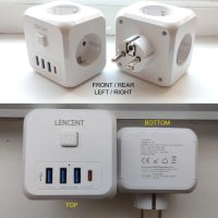 Разклонител за стенен контакт с 3 AC контакта, 3 USB порта А и 1 тип C 7-в-1, снимка 2 - Разклонители и удължители - 43612718