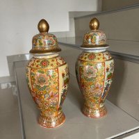 Комплект китайски вази порцелан ваза, снимка 5 - Антикварни и старинни предмети - 43178751