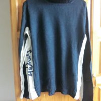 тъмносин пуловер с поло яка, снимка 3 - Пуловери - 37372423
