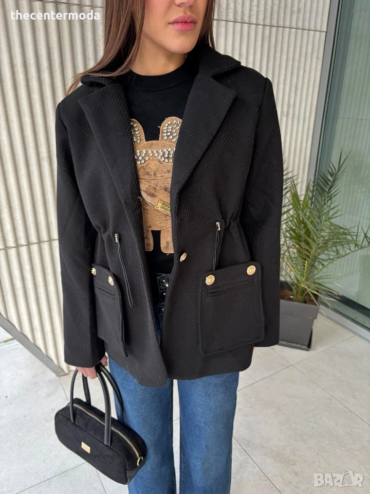 Дамско черно палто, снимка 1
