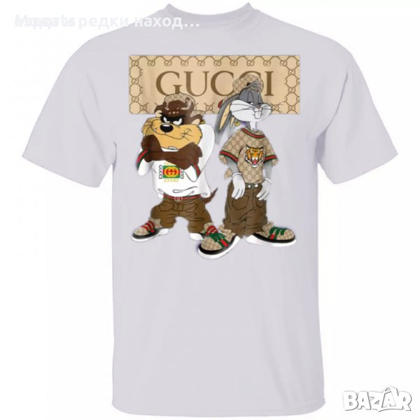 Дизайнерска тениска GG Bugs Bunny & Tasmanian Devil - XL White бяла, снимка 1