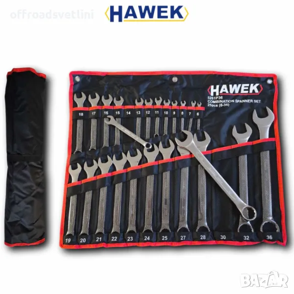 Професионален комплект звездогаечни ключове HAWEK 25 части 6-36 мм, снимка 1