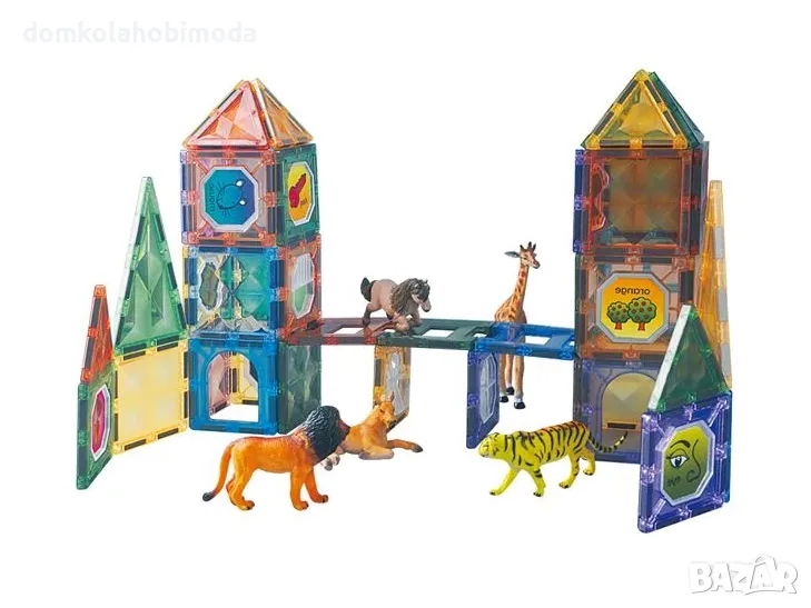 Магнитен конструктор, 77 части , С мотив животни, снимка 1