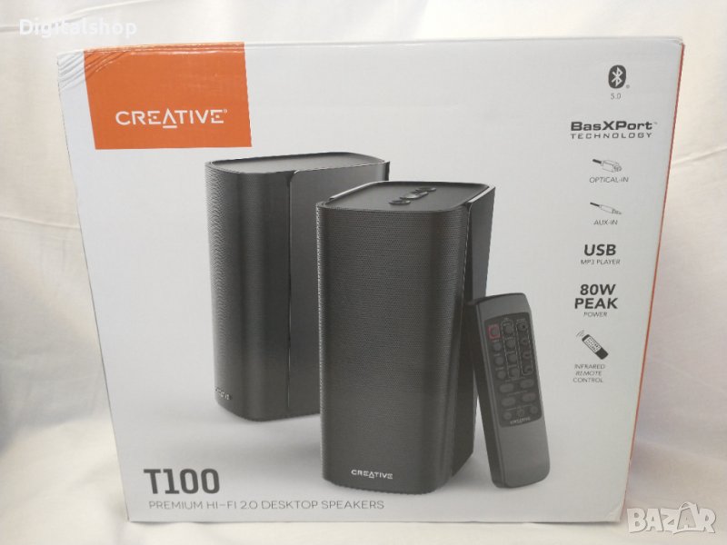 Creative T100, Hi-Fi 2.0, 2 X 20W, Черен /Разопаковани Продукти, снимка 1