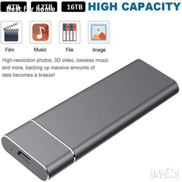 Външен диск 16TB USB 3.1 SSD TYPE-C  високоскоростен, снимка 1