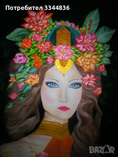 картина жена рисувана с маслени бои, снимка 1
