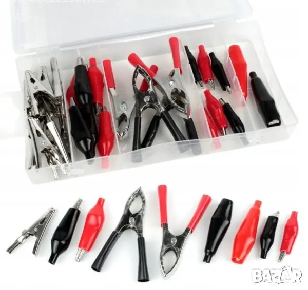 Щипки за кабели тип крокодил, кутия 28 бр, снимка 1