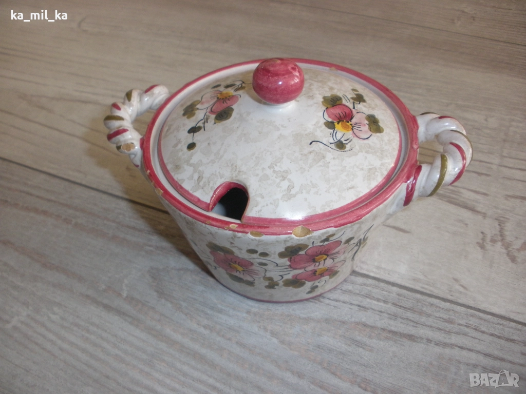 Захарница, глазирана керамика, снимка 1