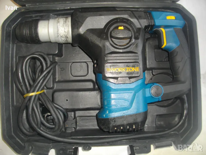 WORKZONE 2018г. 1500W 5J ЕЛЕКТРИЧЕСКИ ПЕРФОРАТОР КЪРТАЧ 4 ПОЗИЦИОНЕН ОТЛИЧЕН В КУФАР, снимка 1