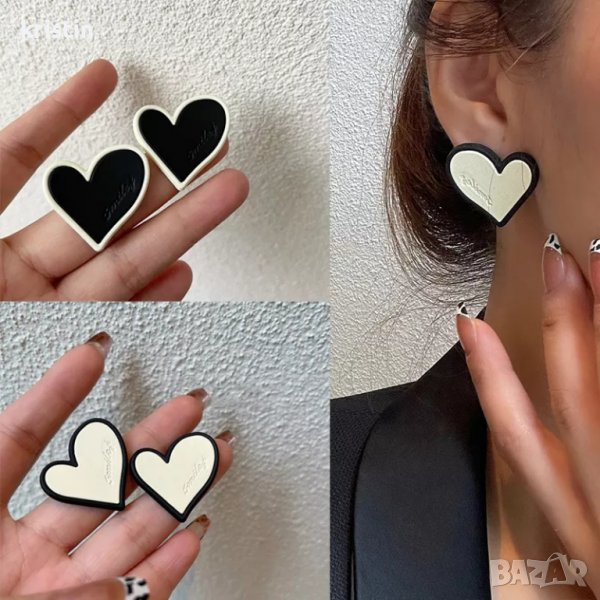Модни обеци сърце, снимка 1