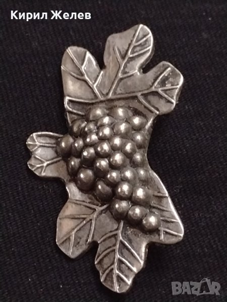 Метална брошка Грозд върху листо пластика много красив дизайн 26236, снимка 1