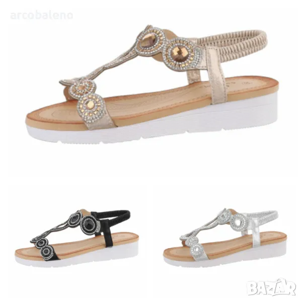 Дамски сандали на клин, 3цвята , снимка 1