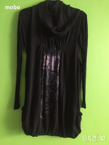 Блузон от плетиво с широко поло, марка LYNNE, размер  L/M, къс ръкав , снимка 1