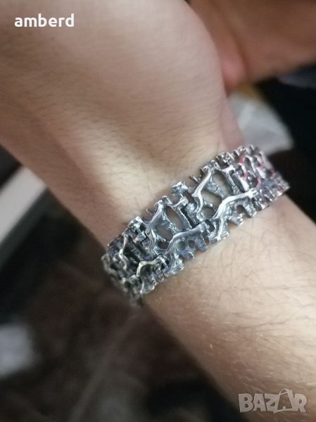 Уникална мъжка сребърна гривна , снимка 1