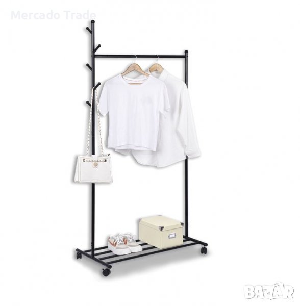 Стойка Mercado Trade, За дрехи, С рафт, Плъзгаща, Метал, снимка 1