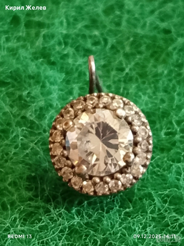 Сребърна обеца SWAROVSKI с изящни фасетирани кристали майстоска ръчна изработка 50998, снимка 1