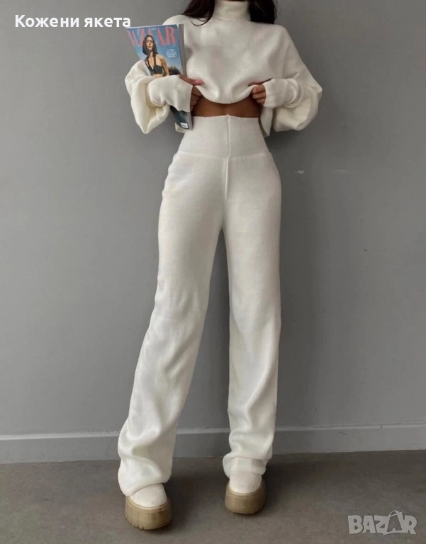 Бял комплект от плетиво, снимка 1