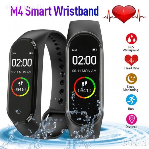 НОВАТА M4 Smart фитнес гривна часовник крачкомер fitness band пулс, снимка 1