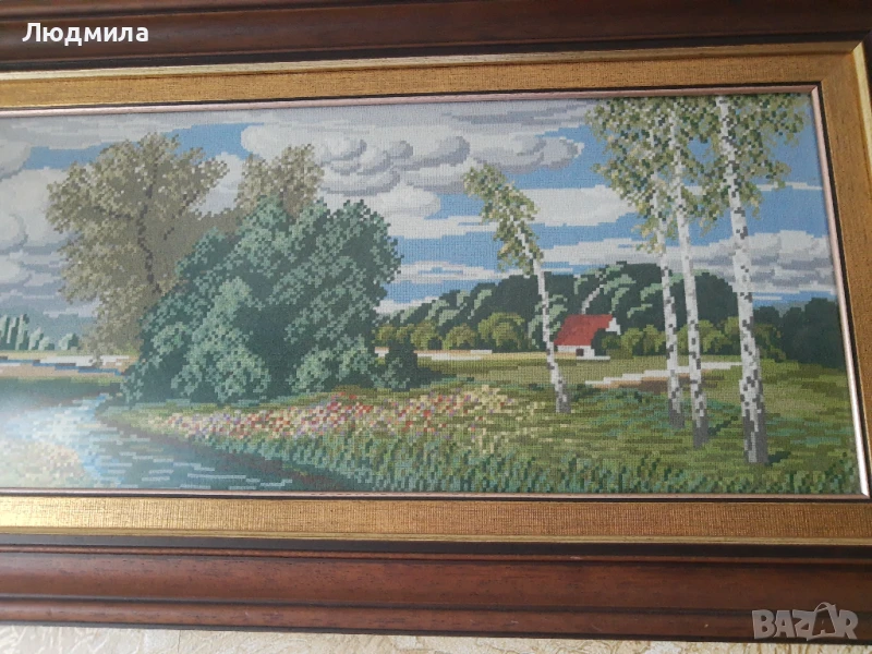 Гоблен,"Потока" 100/50,Пейзажи Вилер,уникален,ръчен., снимка 1