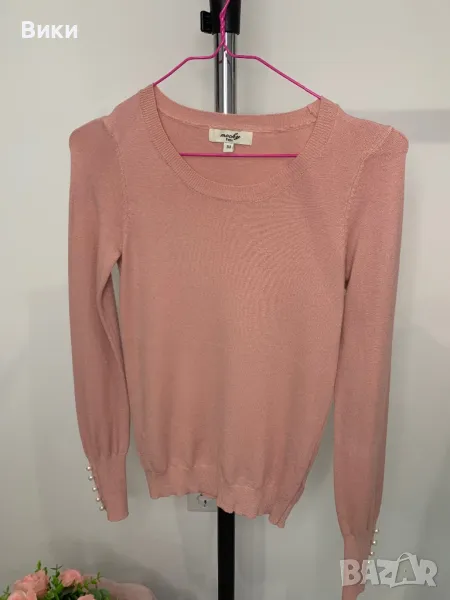Блуза нежно плетиво с перлички, универсален размер, снимка 1