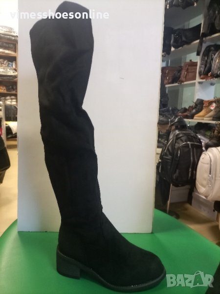 Дамски ботуш-велур,тип чизми, снимка 1