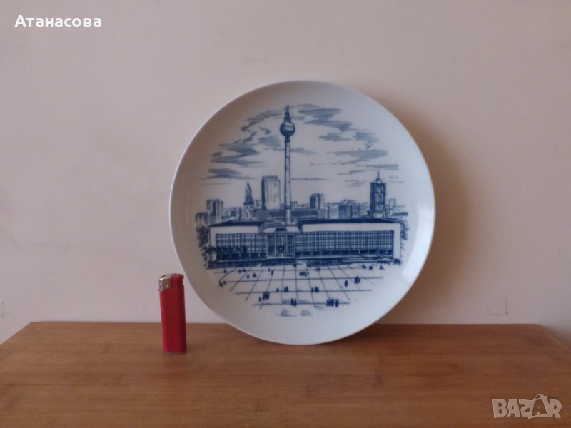 Немска порцеланова чиния за стена кобалт с кутия Валендорф 1970 г, снимка 1