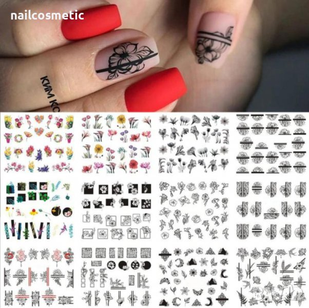 ВОДНИ СТИКЕРИ ЗА МАНИКЮР 12 В 1 - 60, снимка 1