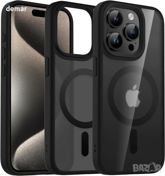 OLEPHY Магнитен калъф за iPhone 15 Pro, съвместим с MagSafe, 6,1", черен, снимка 1