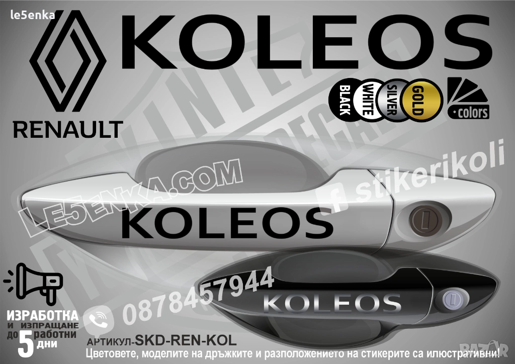 Renault Koleos стикери дръжки SKD-REN-KOL, снимка 1
