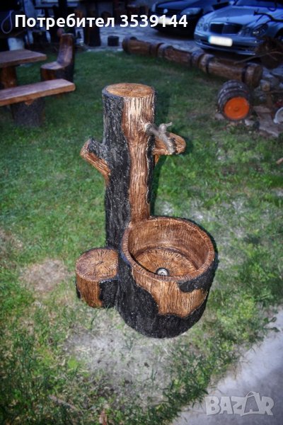 Градински чешми от щампован бетон имитиращи дърво, снимка 1