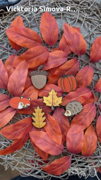 Сет от 6 броя дървени, ръчно рисувани шнолки “Горска приказка”, снимка 1