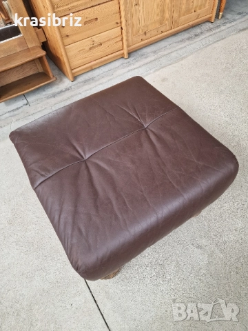 Табуретка Масив-Естествена Кожа-внос от Германия!, снимка 2 - Дивани и мека мебел - 52492770