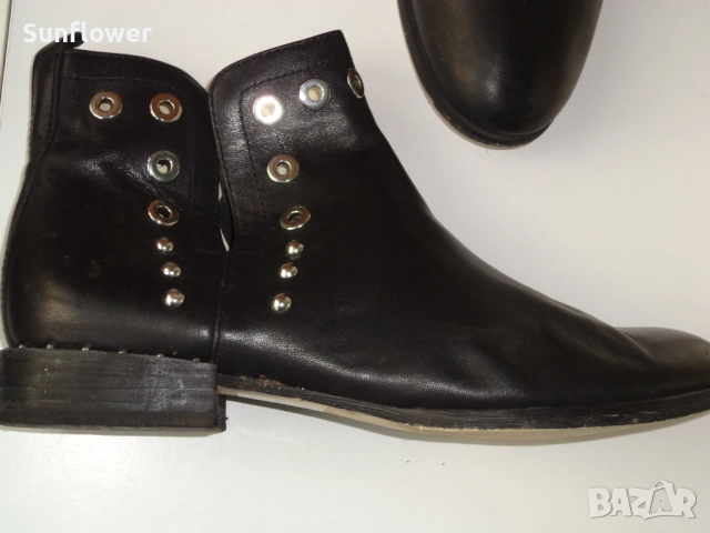 Черни кожени боти с капси Café Noir, размер 40 , снимка 3 - Дамски боти - 51722196