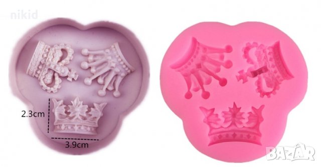 3 големи корони корона силиконов молд форма фондан украса декор торта шоколад гипс и др, снимка 2 - Форми - 28654864