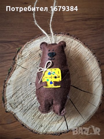 Коледна декорация / Коледни играчки за елха от филц ръчна изработка мече , снимка 3 - Декорация за дома - 34909950