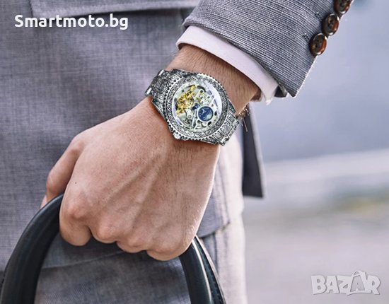 WINNER Луксозен Ретро Механичен часовник за мъже гравиран, снимка 2 - Мъжки - 43186216
