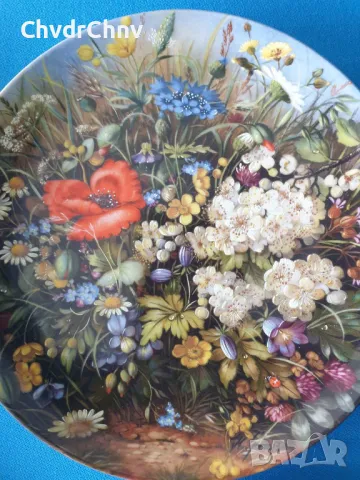 6бр Furstenberg Бавария немска колекционерска декоративна порцеланова чиния-картина/цветя, снимка 2 - Картини - 49231812