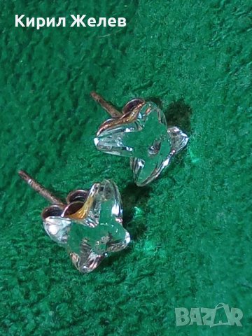 НЕЖНИ СРЕБЪРНИ ОБЕЦИ СРЕБРО 925 с ФАСЕТИРАНИ ПЕПЕРУДКИ от ШЛИФОВАН ЧИСТ ПЛАНИНСКИ КРИСТАЛ 40154