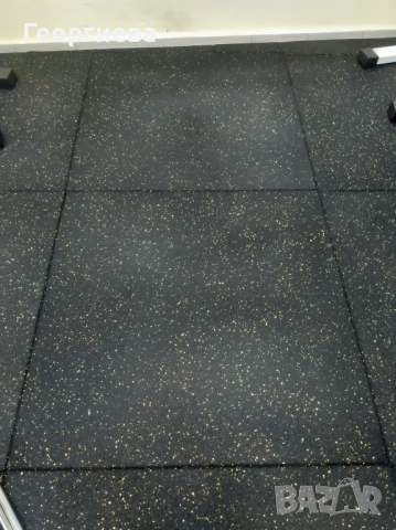 Гумена настилка/Каучукова Фитнес Плоча 100x100x2см- Жълти или сини пръски, снимка 3 - Фитнес уреди - 52904315