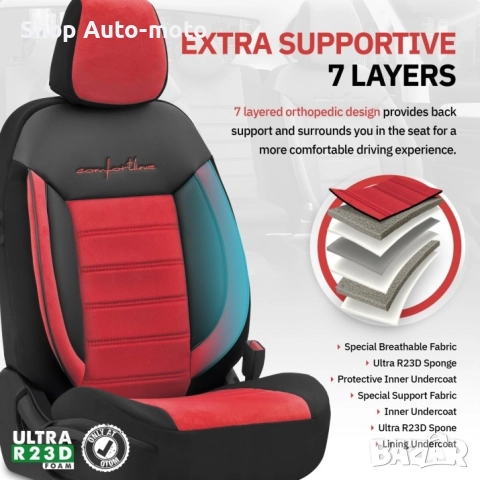 К-т Луксозна Тапицерия Automat-OTOM, Текстил с еко кожа, COMFORT LINE, Червено-Черна с червен шев, снимка 8 - Аксесоари и консумативи - 52793945