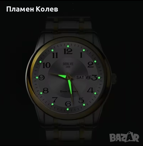 DEBLVE Мъжки моден часовник от неръждаема стомана с светещи ръце, дата и календарен дисплей, снимка 10 - Мъжки - 52914543