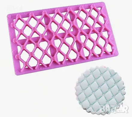 Ромбове с кръгче мрежа ограда решетка за украса и декор на торти фондан борд отпечатък печат