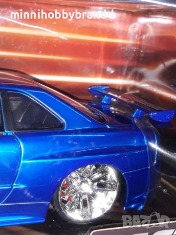 Nissan SKYLINE  GT-R BNR34 BRIAN'S  1.24  JADA FAST&FURIOUS  TOP  TOP   TOP  MODEL, снимка 16 - Колекции - 43676636