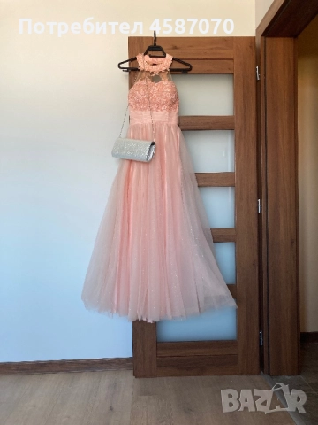 Бална рокля прасковен цвят, снимка 5 - Рокли - 51625966