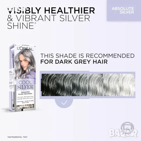 L'Oréal Paris Cool Silver Absolute Silver, нашата първа подсилваща терапия за естествена сива коса, снимка 7 - Продукти за коса - 49296512