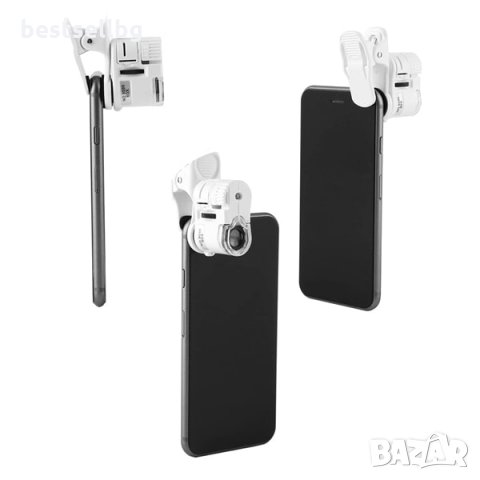 Лупа микроскоп UV лед осветление увеличение 60Х телефон макро обектив, снимка 5 - Други инструменти - 29016954