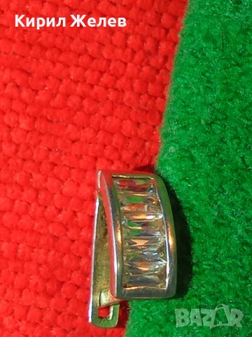 СТАРА СКЪПОЦЕННА СРЕБЪРНА ОБЕЦА СРЕБРО 925 - АНГЛИЯ с ФАСЕТ КРИСТАЛИ 25916, снимка 3 - Обеци - 35736256