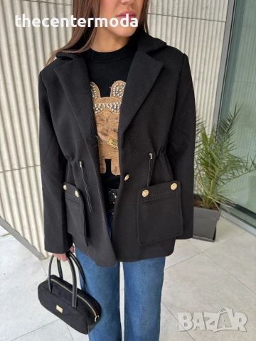 Дамско черно палто