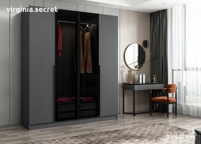 Модерен гардероб със стъклени врати, снимка 9 - Гардероби - 49859684