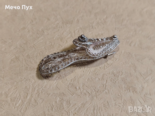 Сребърна брошка филигран - Пантофка (13), снимка 4 - Други - 52251067